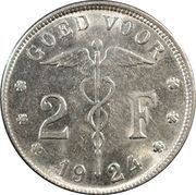 2 Francs Dutch text, Belgium, 1923-1930 reverse image