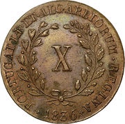 10 Reis - Maria II, Portugal, 1835-1839 reverse image