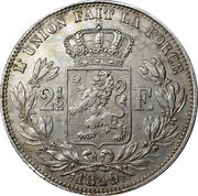 2½ Francs - Léopold I Small head, Belgium, 1848-1849 reverse image