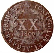 20 Réis - João Prince Regent, Portugal, 1800 reverse image