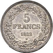 5 Francs - Léopold I, Belgium, 1832-1849 reverse image