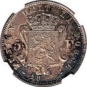 5 Francs - Léopold I Pattern, Belgium, 1847 reverse image