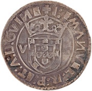 Tostão " -V" or " V- " - Manuel I Lisbon mint obverse image