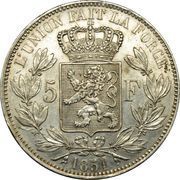 5 Francs - Léopold I, Belgium, 1849-1865 reverse image