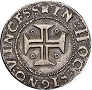 Tostão "L-R under quadrifoil" – João III 2nd type, Lisboa mint, Portugal, 1540-1555 reverse image