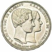 5 Francs - Léopold I Marriage of The Duke, Belgium, 1853 reverse image