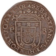 Tostão "P-R" or "R-P"- Sebastião I 1st type, Porto mint obverse image