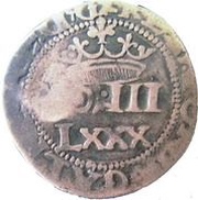100 Réis - João IV Countermark "100" over LXXX Réis, Portugal, 1642 reverse image