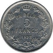 1 Belga / 5 Francs - Albert I French text, Belgium, 1930-1934 reverse image