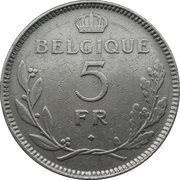 5 Francs - Léopold III French text, Belgium, 1936-1937 reverse image
