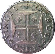 ½ Cruzado/200 Réis - Pedro II King's crown, Lisbon mint, Portugal, 1686-1687 reverse image