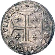 200 Réis "½ Cruzado" - Pedro Prince Regent, Portugal, 1677-1682 reverse image