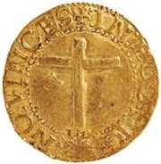 Cruzado Calvario "Pearly circle on rev." - João III 2nd type, Lisboa, Portugal, 1538-1557 reverse image