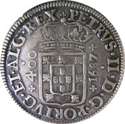 Cruzado/400 Réis - Pedro II King's crown, Lisbon mint obverse image