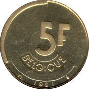 5 Francs - Baudouin I French text reverse image