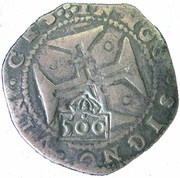 500 Réis - Afonso VI Countermark "Crowned 500" over Cruzado, João IV obverse image