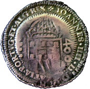 500 Réis - Pedro II Countermark "500" or "S00" and new lettering over Cruzado João IV obverse image