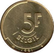 5 Francs - Baudouin I Dutch text reverse image