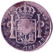 870 Réis - Maria II Countermark "Crowned Shield" over 8 Reales, Spain and América, Portugal, 1834 reverse image