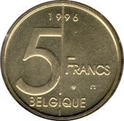 5 Francs - Albert II French text reverse image