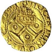 1100 Réis - Pedro Prince Counterspamp "Crowned 1100" over Cruzado or ¼ Moeda obverse image