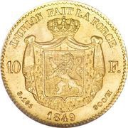 10 Francs - Léopold I, Belgium, 1849-1850 reverse image