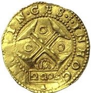 2200 Réis - Pedro Prince Counterspamp "Crowned 2200" over 2 Cruzados or ½ Moeda obverse image
