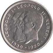 2 Belga / 10 Francs French text; Centennial of Belgium's Independence obverse image