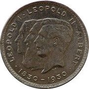 2 Belga / 10 Francs Dutch text; Centennial of Belgium's Independence obverse image