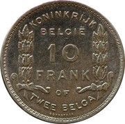 2 Belga / 10 Francs Dutch text; Centennial of Belgium's Independence reverse image