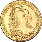 Peça - Maria I and Pedro III Lisboa, Bahia and Rio mints obverse image