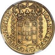 30 000 Réis - Maria III Countermark "Crowned Shield" over Dobrão/João V, Portugal, 1847 reverse image
