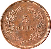 5 Réis - Carlos I, Portugal, 1890-1906 reverse image