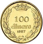 100 Diners - Joan Martí i Alanis Episcopal Co-Prince, Andorra, 1987 reverse image