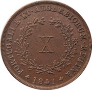 10 Réis - Maria II, Portugal, 1840-1853 reverse image