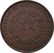 20 Réis - Maria II, Portugal, 1847-1853 reverse image