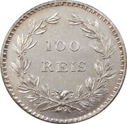 100 Réis - Maria II, Portugal, 1853 reverse image