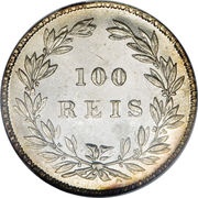 100 Reis - Pedro V, Portugal, 1857-1861 reverse image