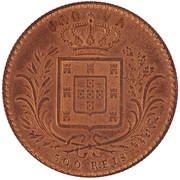 500 Reis - Luis I Pattern, Portugal, 1863-1864 reverse image