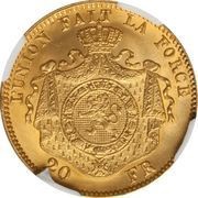 20 Francs - Léopold II Pattern, Belgium, 1870 reverse image
