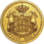 5000 Reis - Luis I Pattern, Portugal, 1866 reverse image