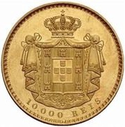 10 000 Reis - Pedro V Pattern, Portugal, 1858-1861 reverse image