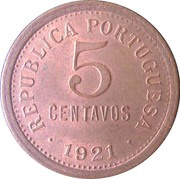 5 Centavos, Portugal, 1920-1922 reverse image