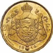 20 Francs - Albert I French text, Belgium, 1914 reverse image