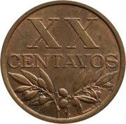 20 Centavos, Portugal, 1942-1969 reverse image