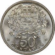 50 Centavos Pattern, Portugal, 1944-1958 reverse image