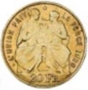 20 Francs - Albert I Pattern, Belgium, 1920 reverse image