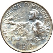 1 Escudo 5 October 1910 obverse image