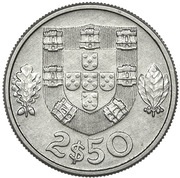2.50 Escudos Pattern, Portugal, 1961-1962 reverse image