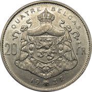 4 Belga / 20 Francs - Albert I French text, Belgium, 1931-1932 reverse image